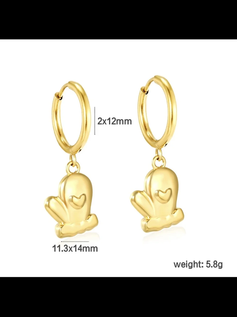 Gold Mitten Charm Hoop Earrings - Women's Jewelry